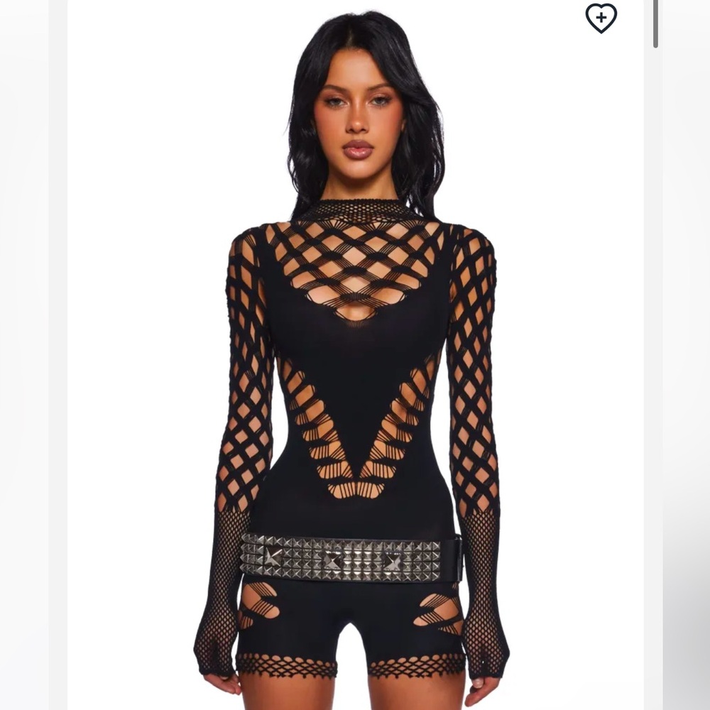 🆕 X_JNK USA Downtown Rebel Fishnet Black Romper from Dolls Kill - One Size